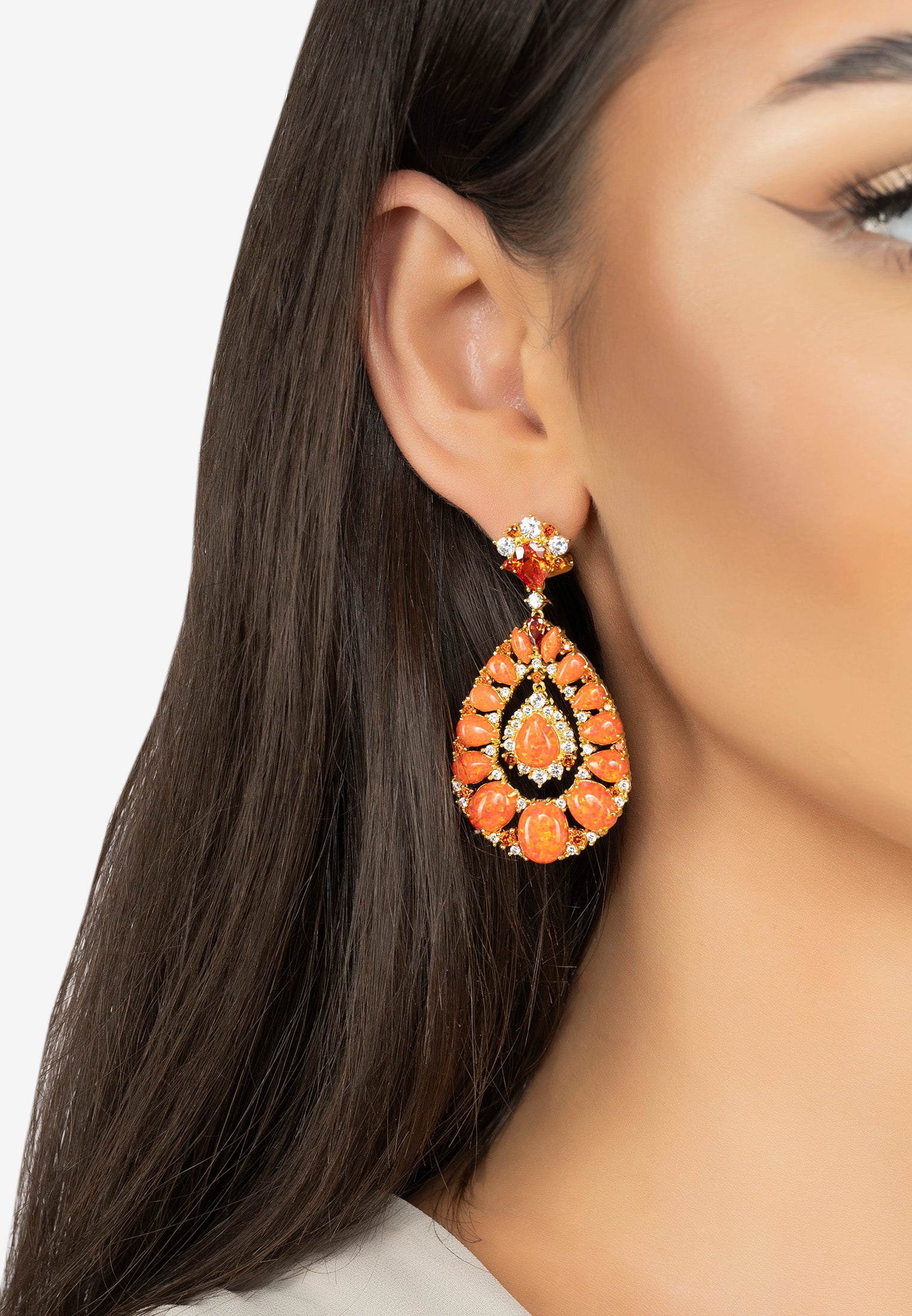 Paloma Fire Opal Drop Earrings Gold