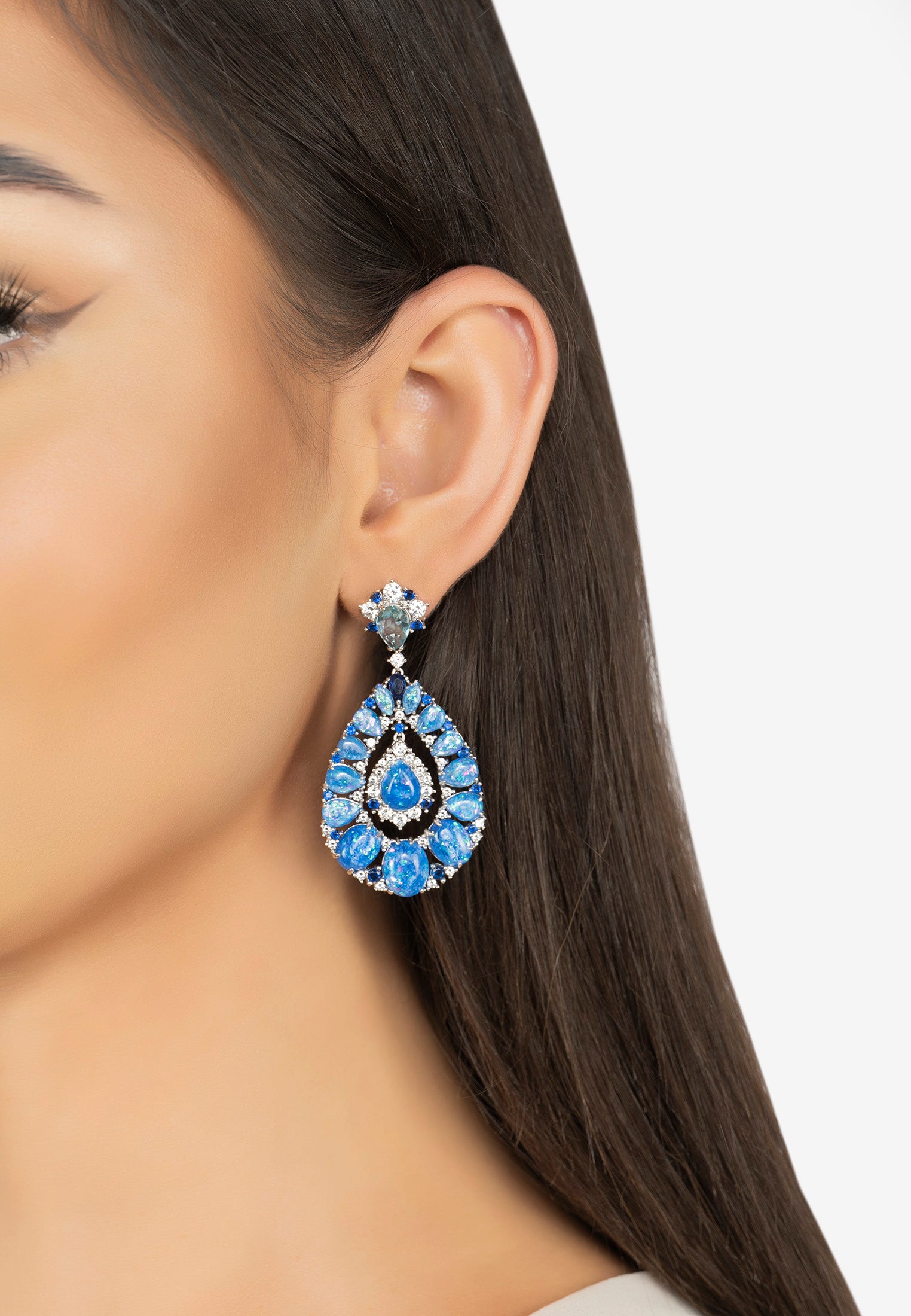 Paloma Blue Opal Drop Earrings Silver