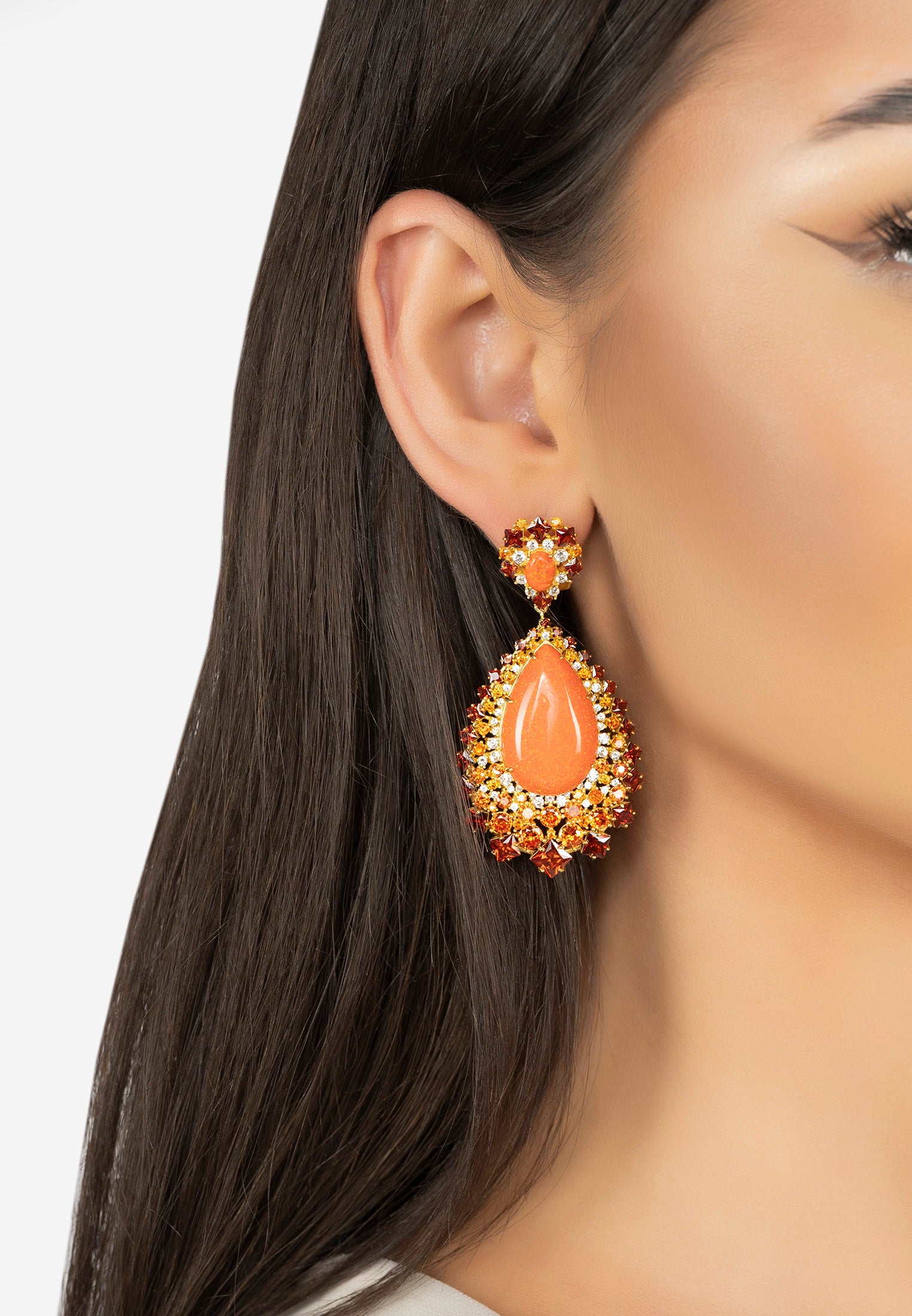 Gabriela Fire Opal Drop Earrings Gold