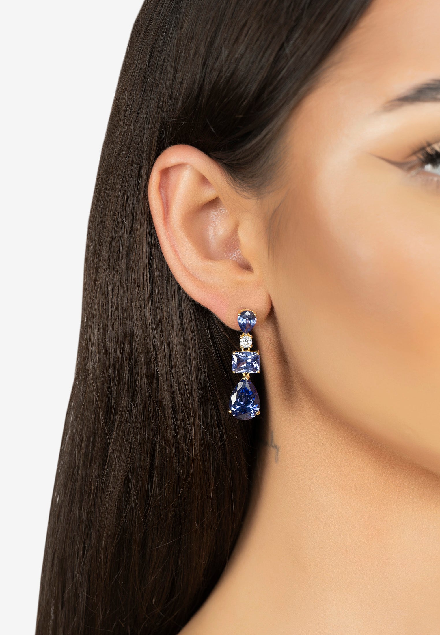 Valentina Drop Earrings Gold Tanzanite