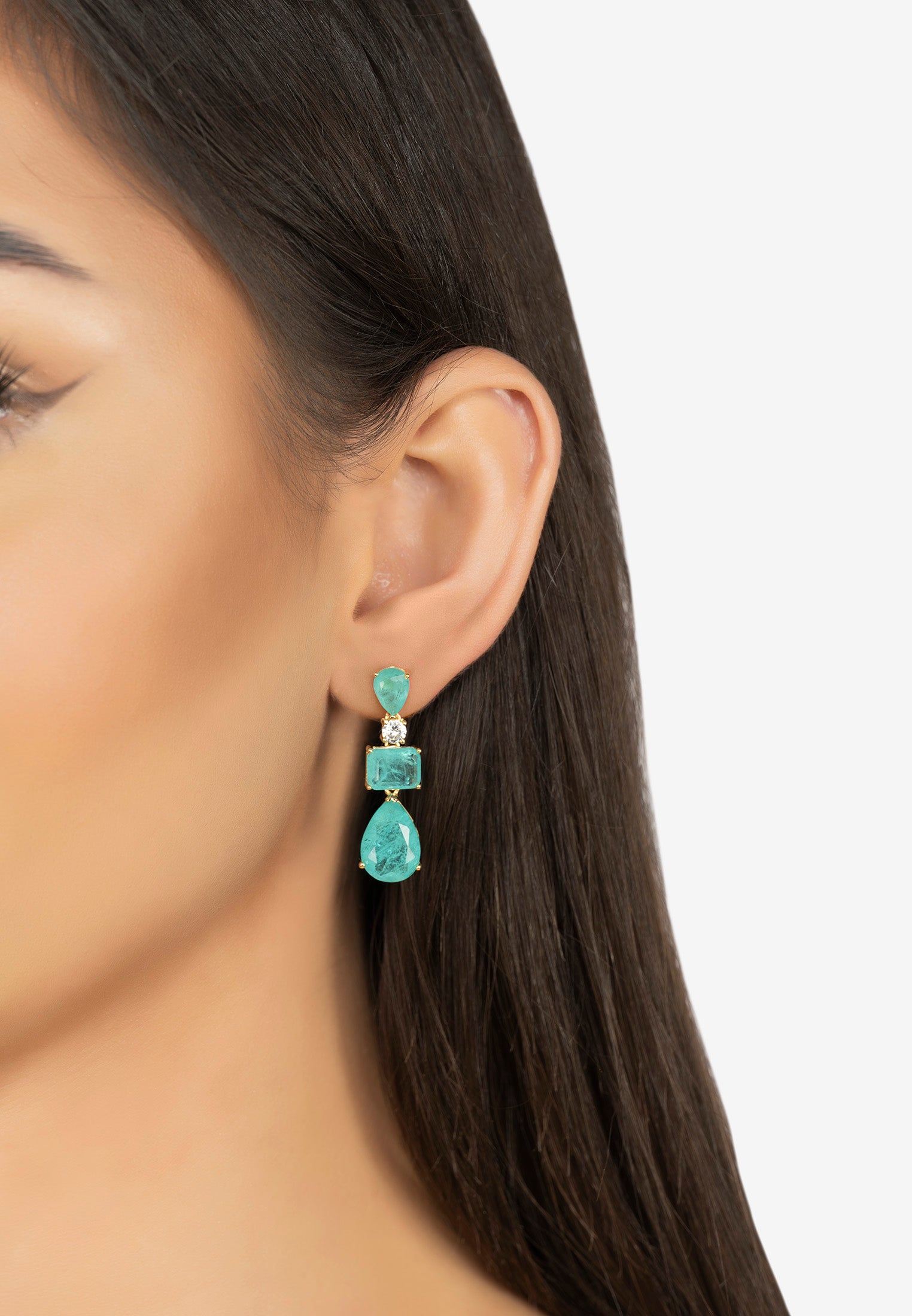 Valentina Drop Earrings Gold Paraiba Tourmaline