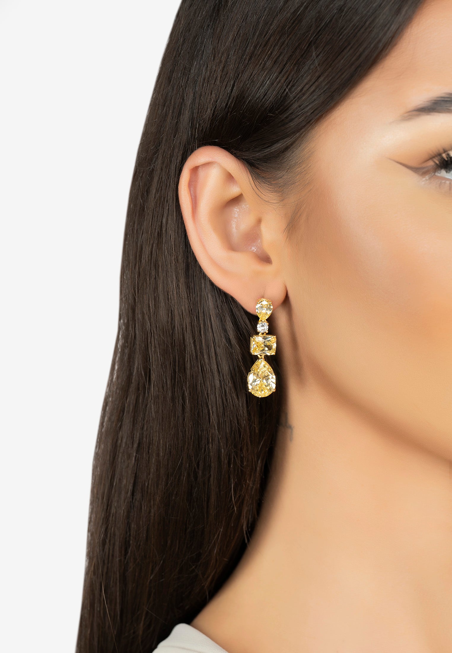 Valentina Drop Earrings Gold Yellow Topaz