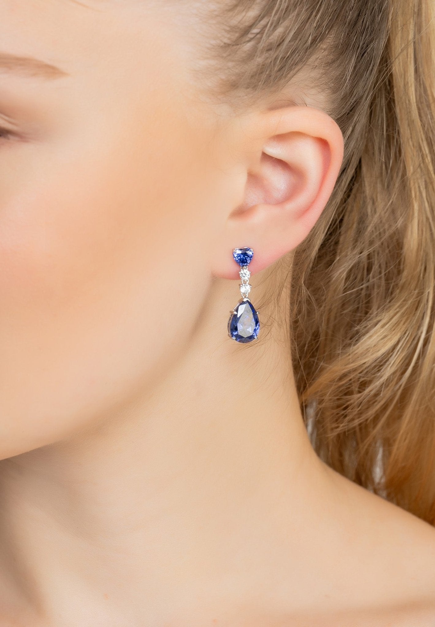 Augusta Tanzanite Teardrop Earrings Silver - LATELITA Earrings