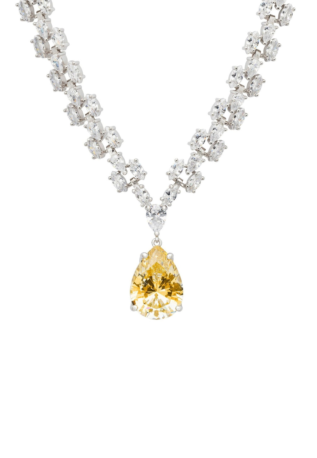 White Topaz, Lemon Quartz Plated Yellow Gold Silver Necklace | Sparkle  Stargaze Asscher Necklace