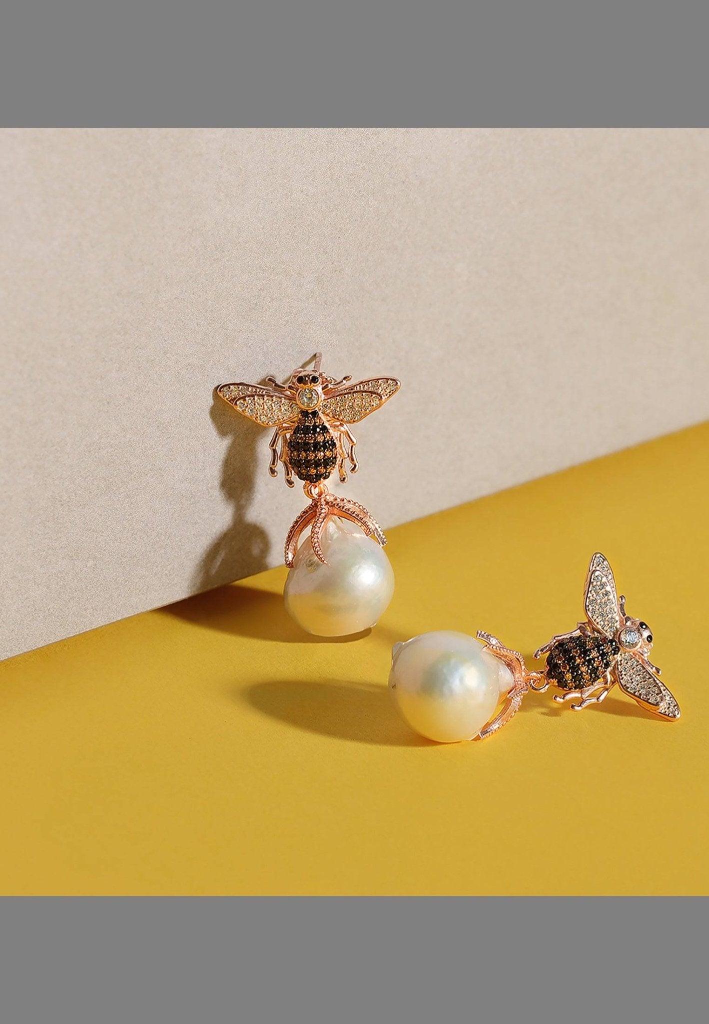 Bumble Bee Gold Studs  Cayou Silver