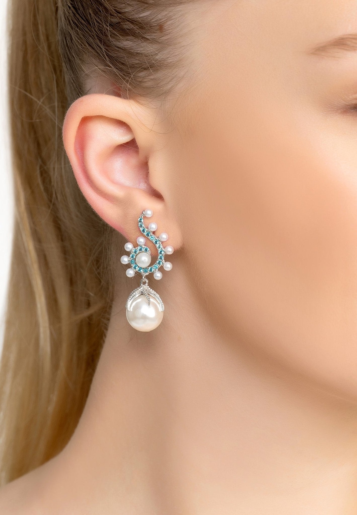 Aqua hot sale dangle earrings