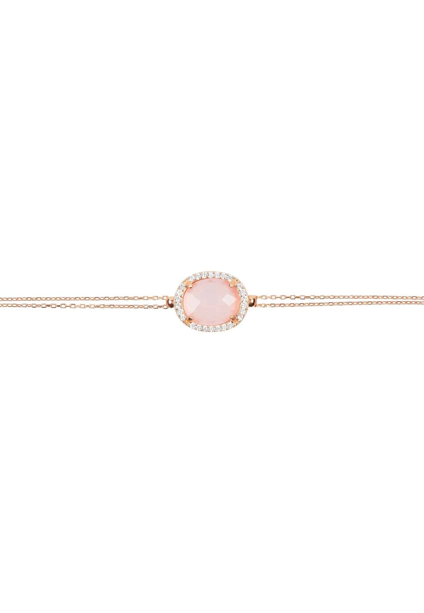 Beatrice Oval Gemstone Bracelet Gold shops Rose Quartz