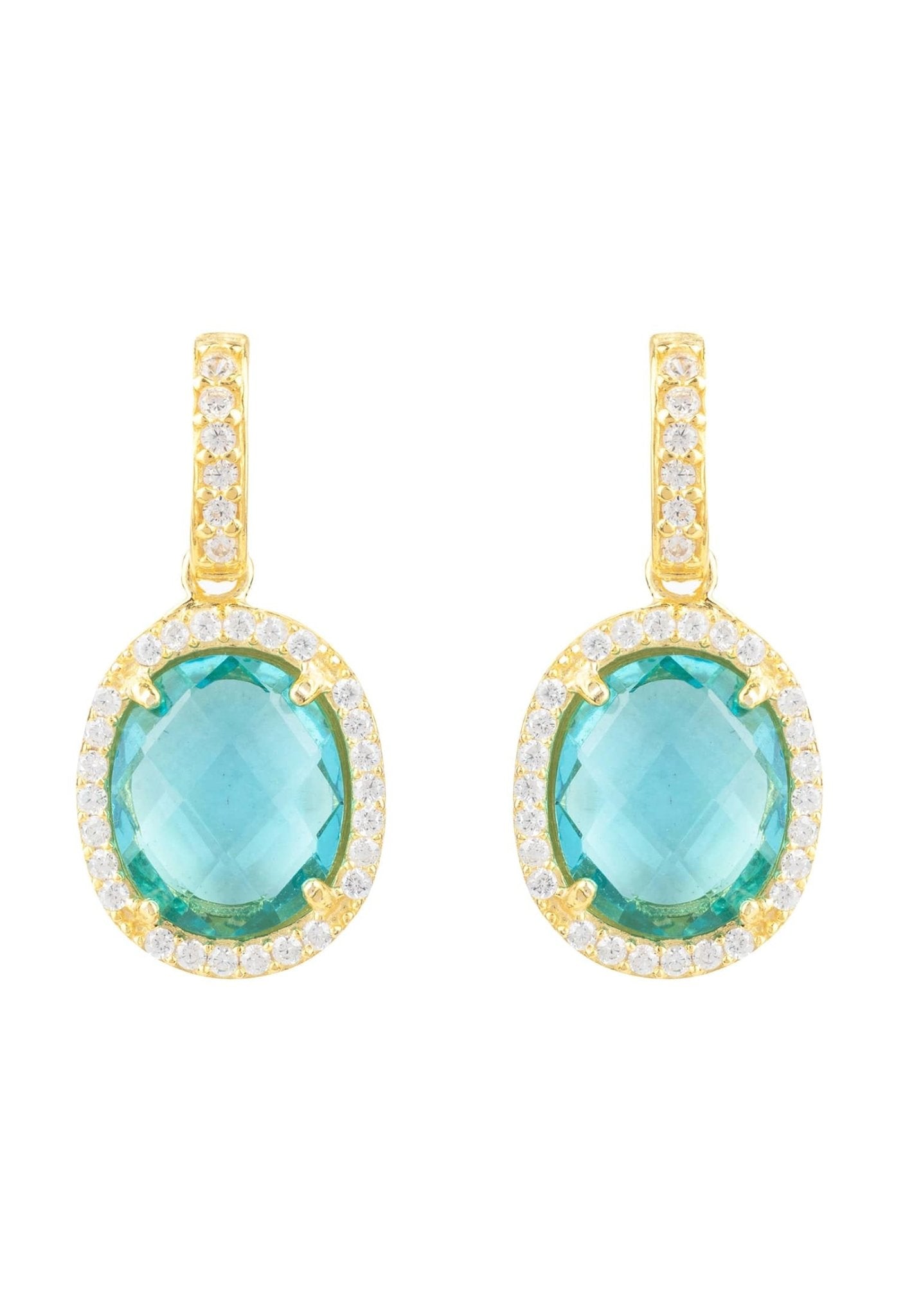 Beatrice Oval Gemstone Drop Earrings Gold Blue Topaz Hydro - LATELITA Earrings