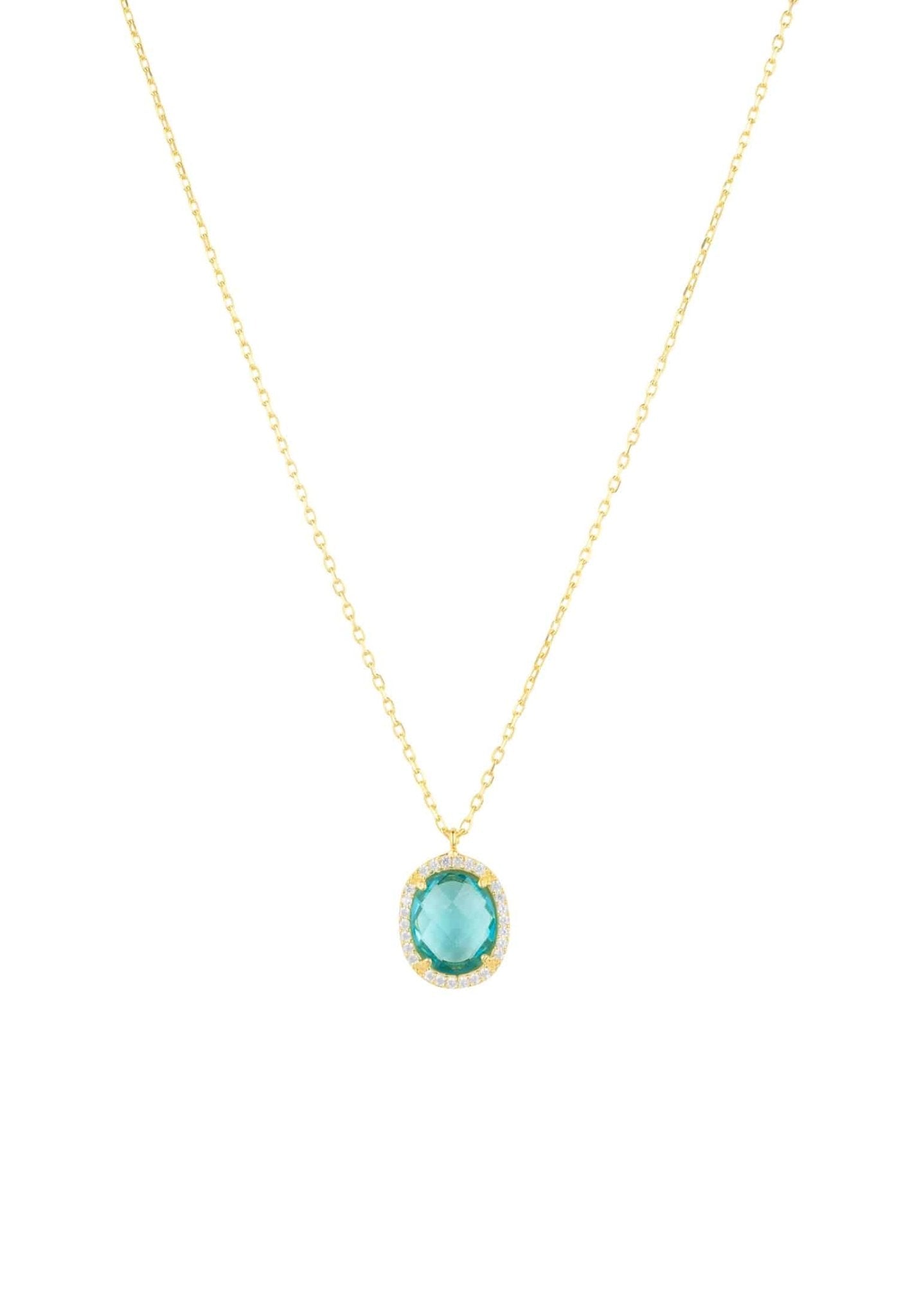 Beatrice deals Oval Gemstone Pendant Necklace Gold Aqua Chalcedony