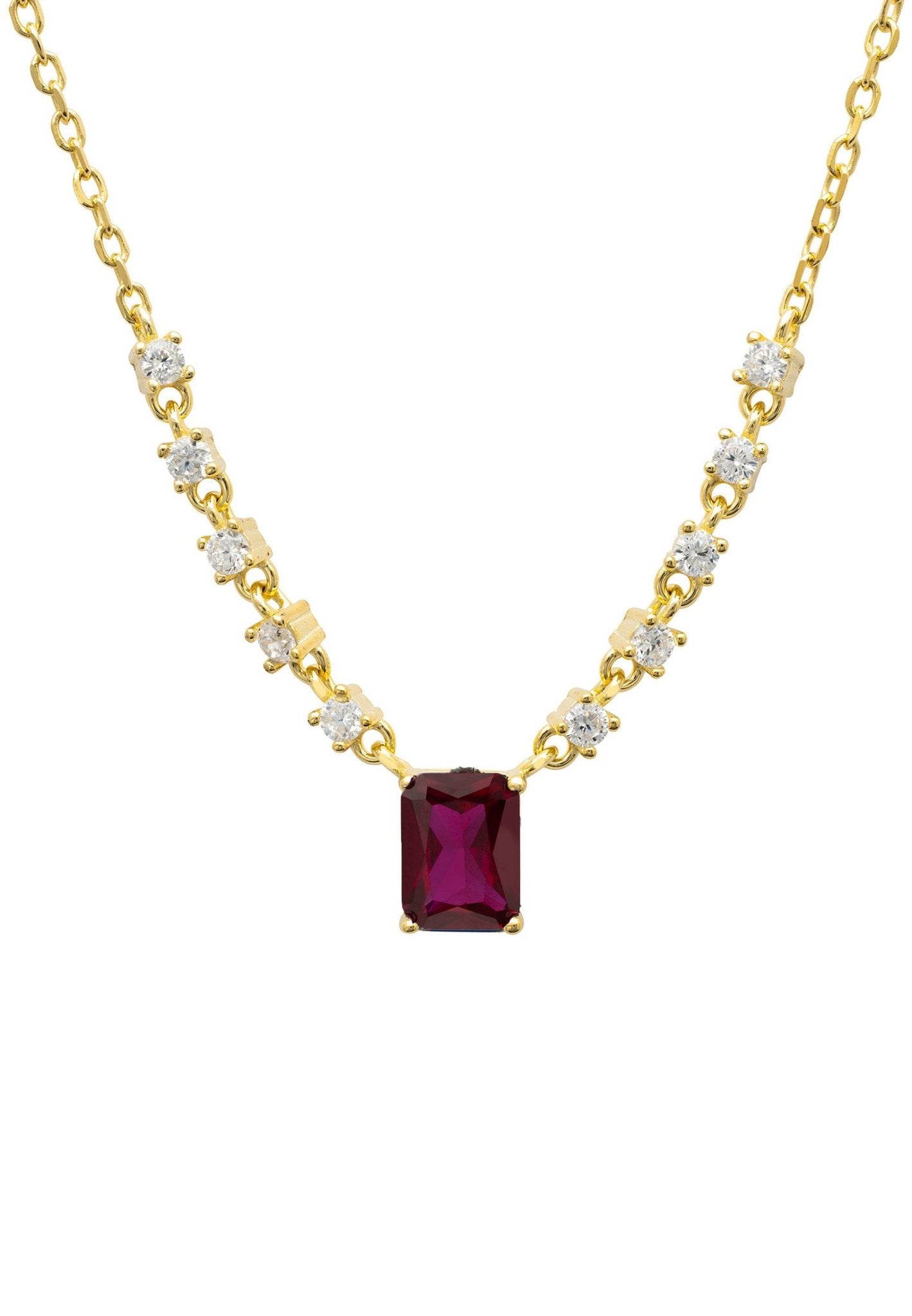 Claudia Gemstone Pendant Necklace Gold Ruby - LATELITA Necklaces
