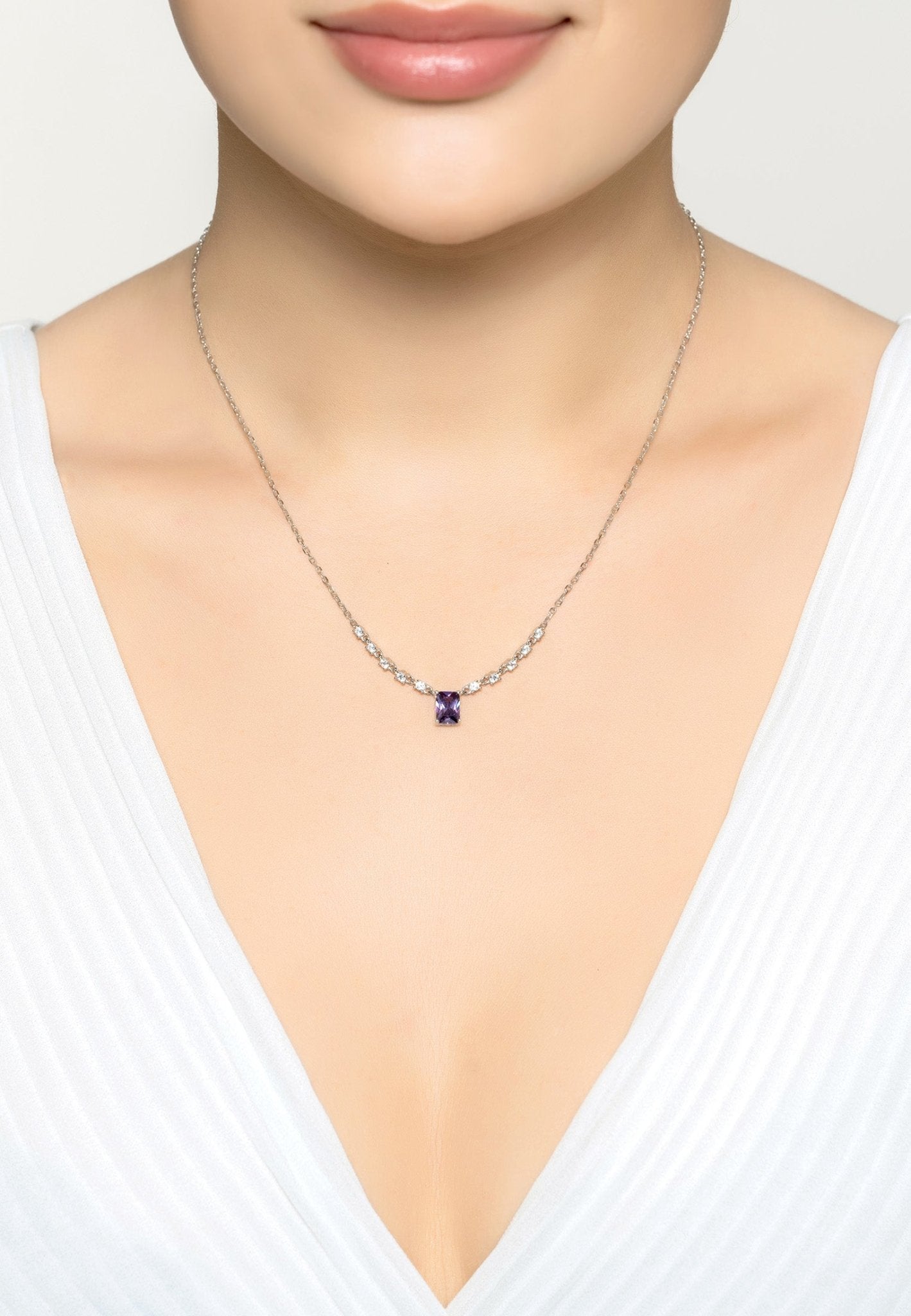 Silver amethyst store necklaces