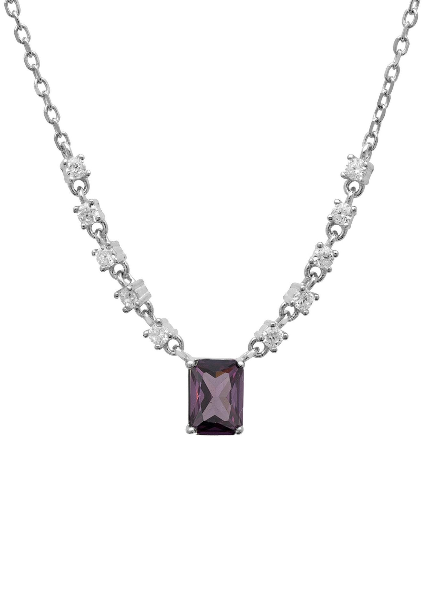 Claudia Gemstone Pendant Necklace Silver Lilac Amethyst - LATELITA Necklaces