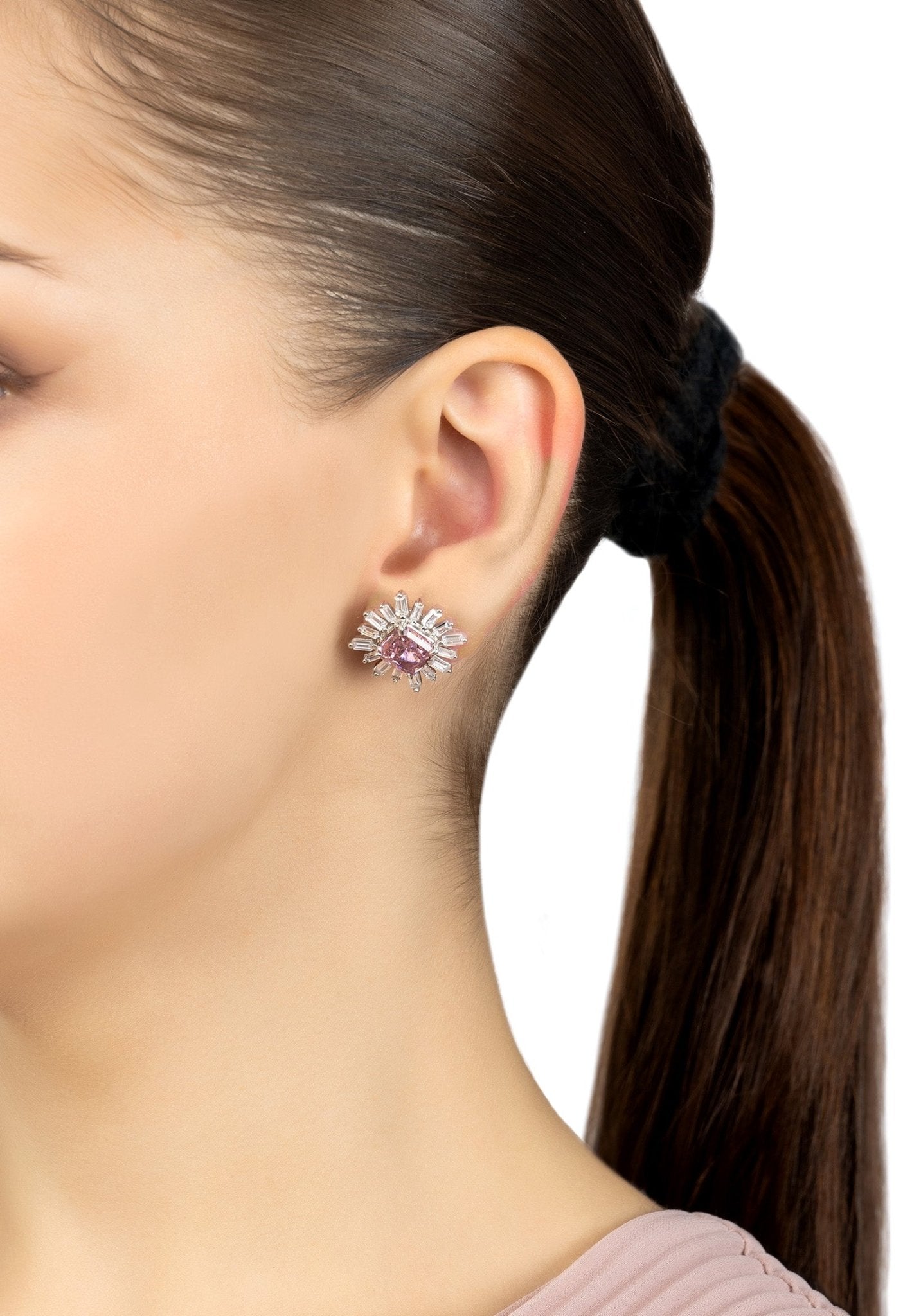 Daisy Flower Earrings Silver Pink Morganite - LATELITA Earrings