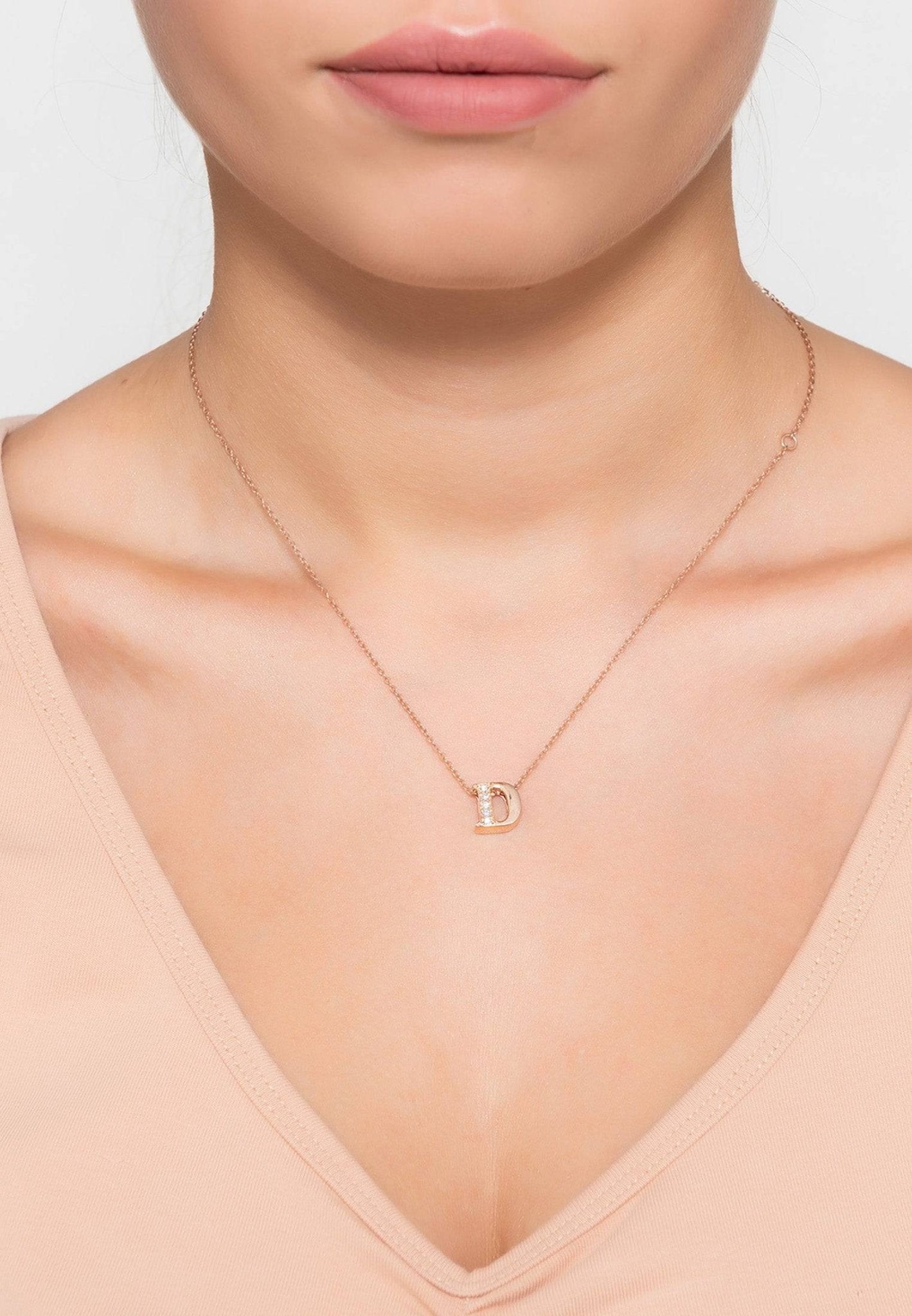 Letter a necklace 2025 rose gold