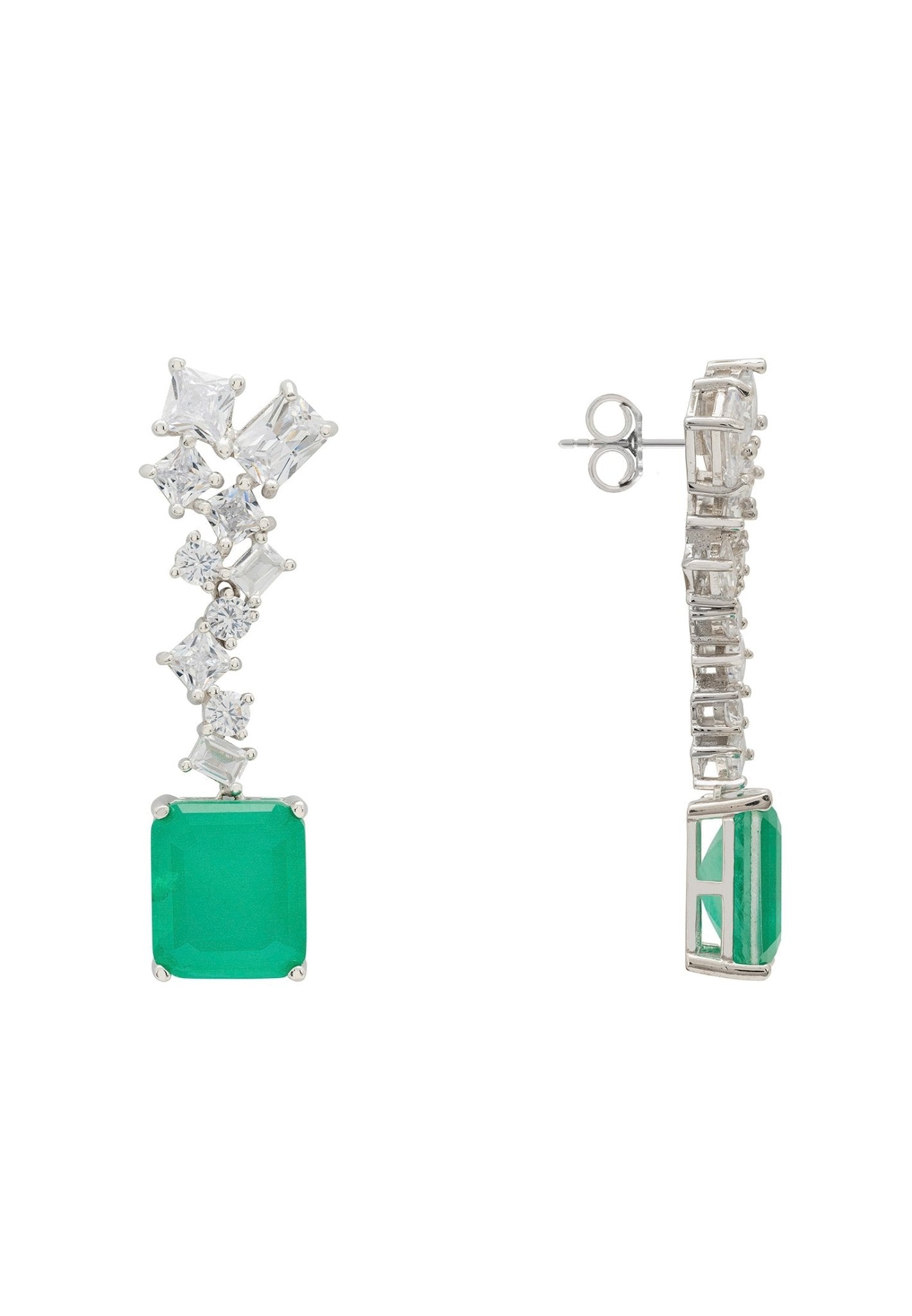 Diana Colombian Emerald Drop Earrings Silver - LATELITA Earrings