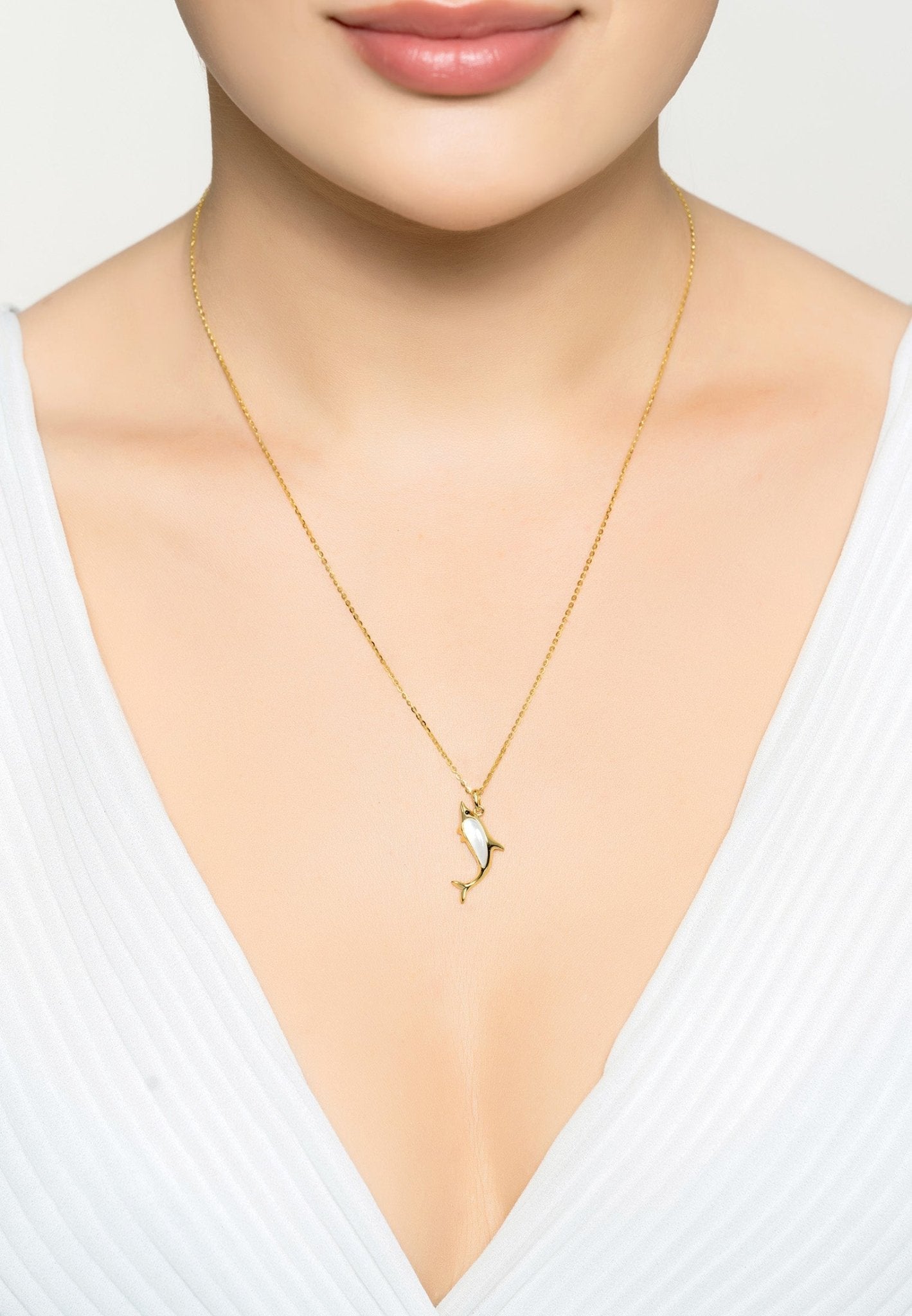 Dolphin Pearl Necklace Gold - LATELITA Necklaces