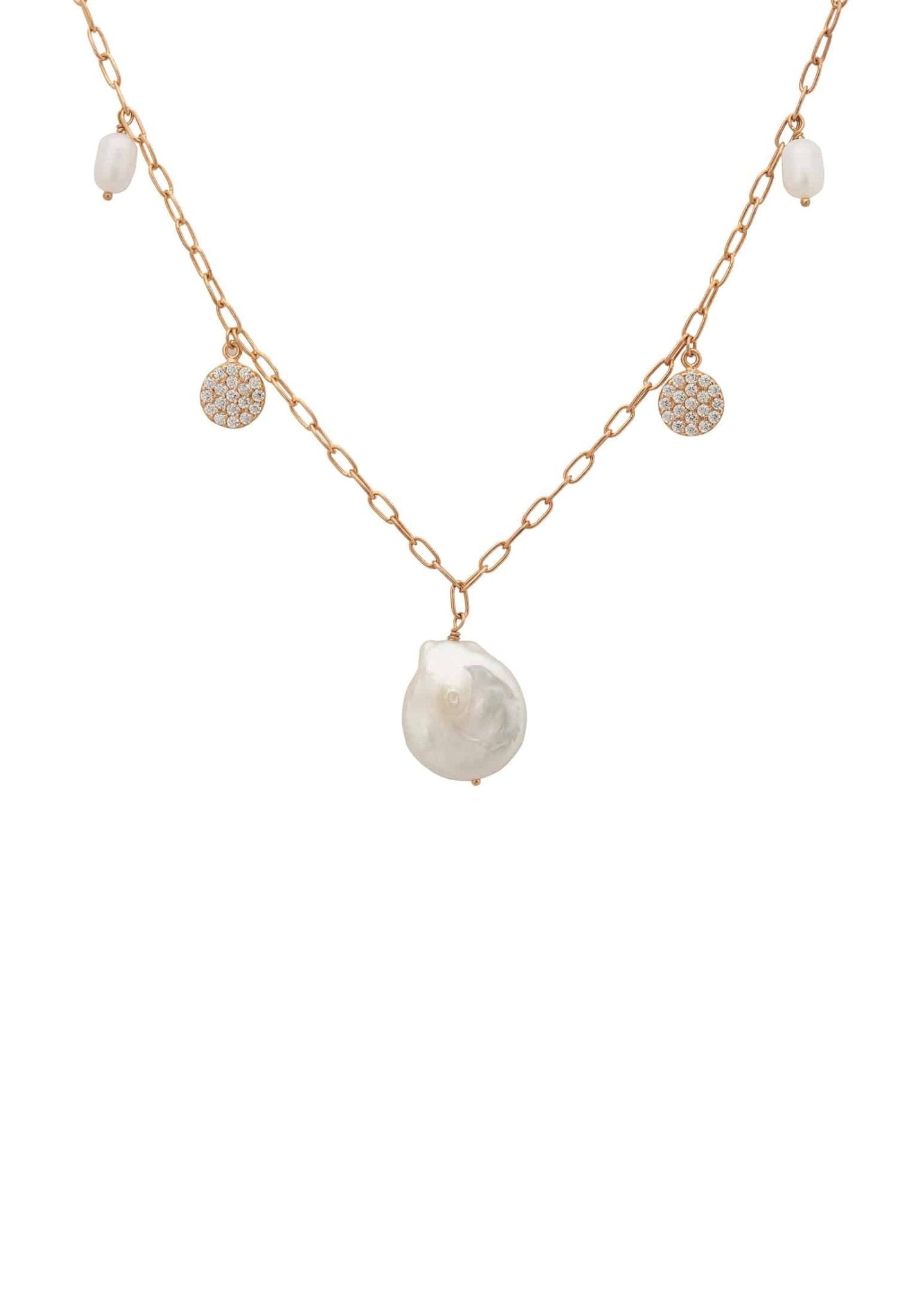 Enya Pearls And Sparkles Necklace Rosegold