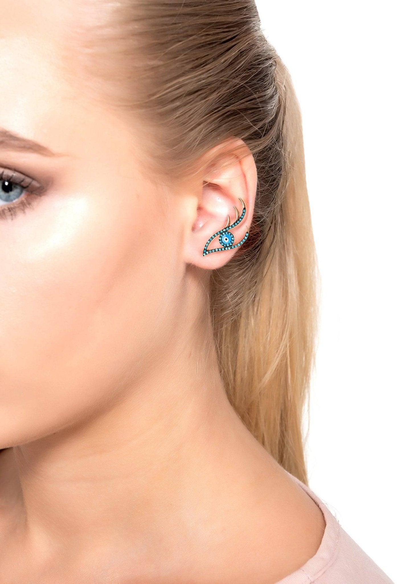 Turquoise ear hot sale climber earrings