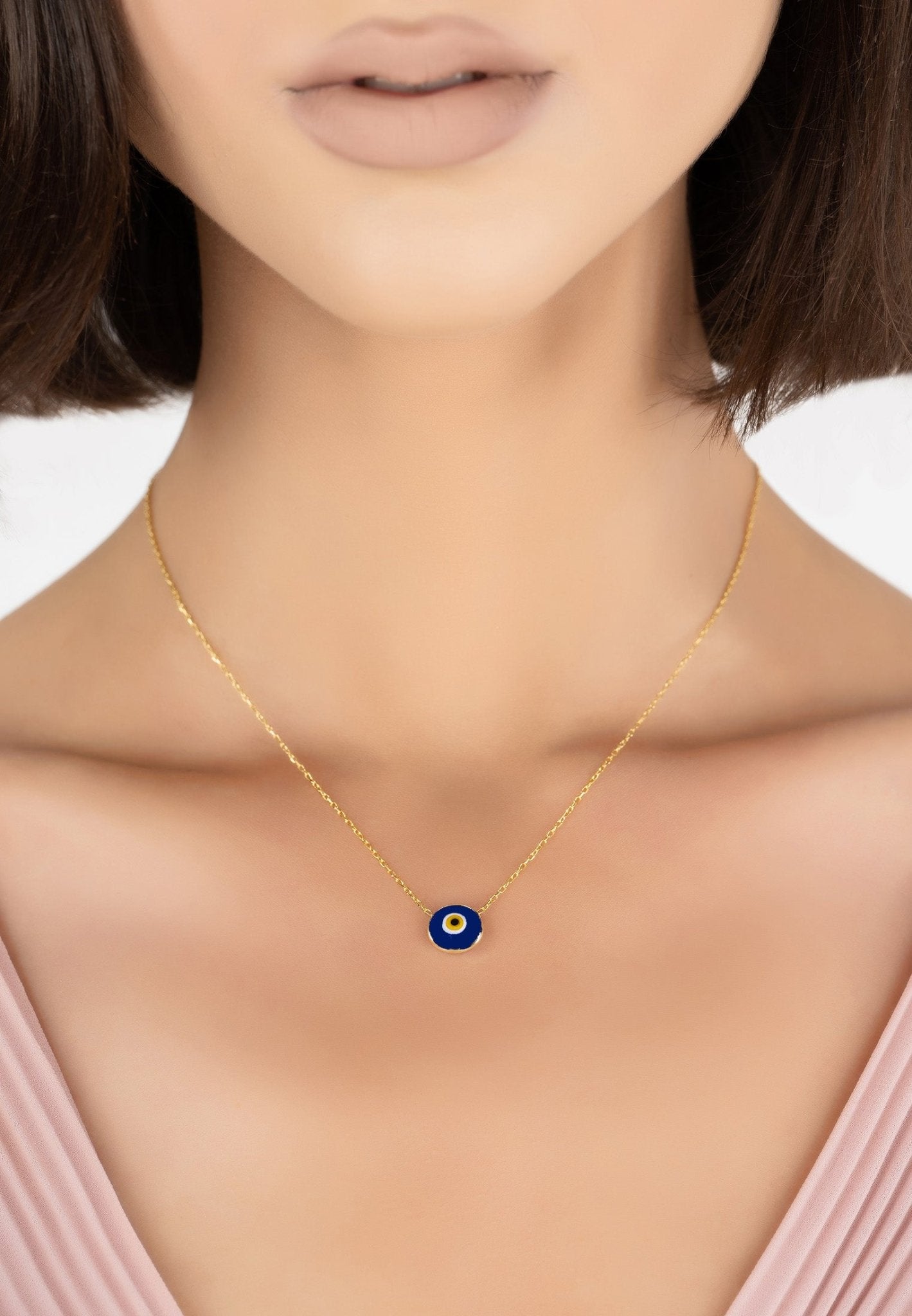 Enamel evil eye on sale necklace