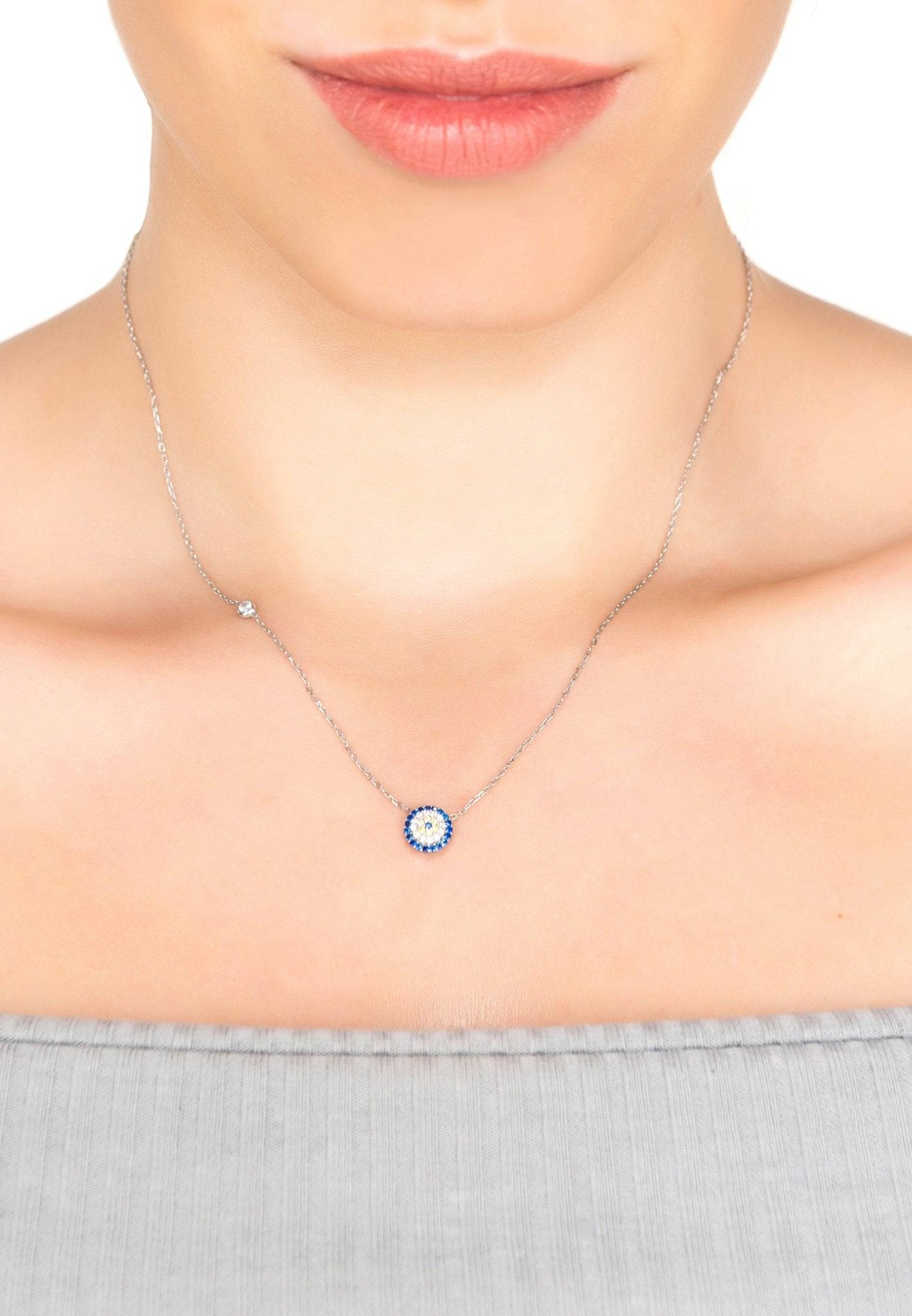 Sterling silver sale evil eye necklace