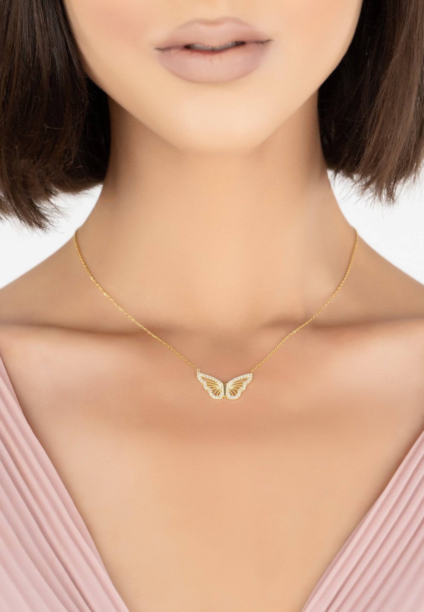 Simple gold 2025 butterfly necklace