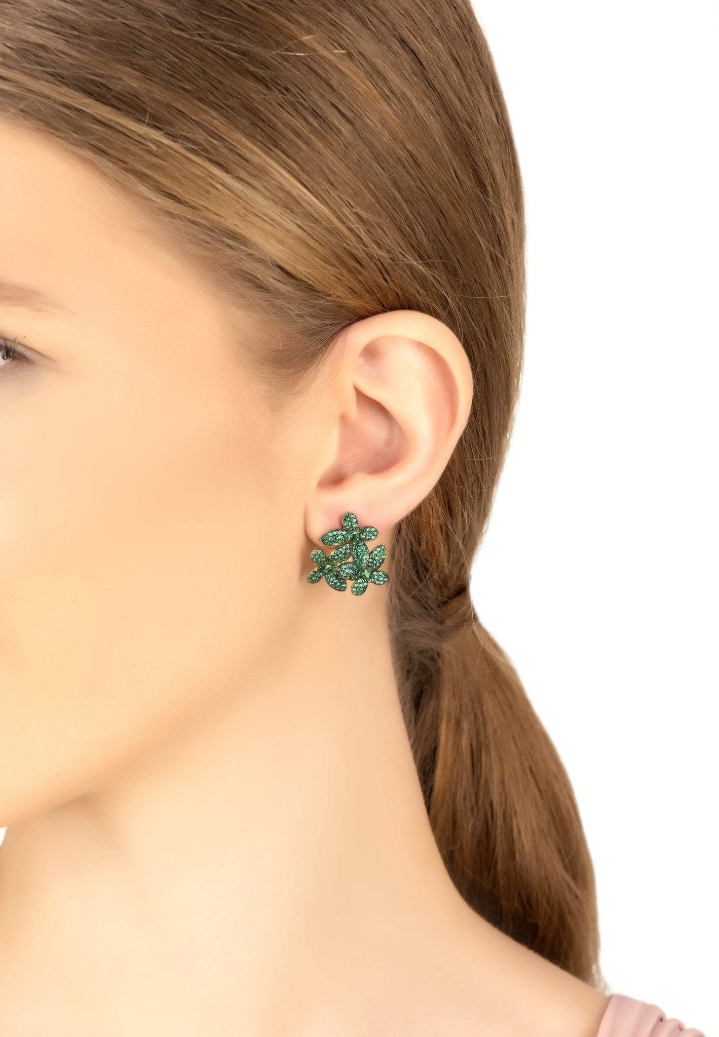 Large green on sale stud earrings