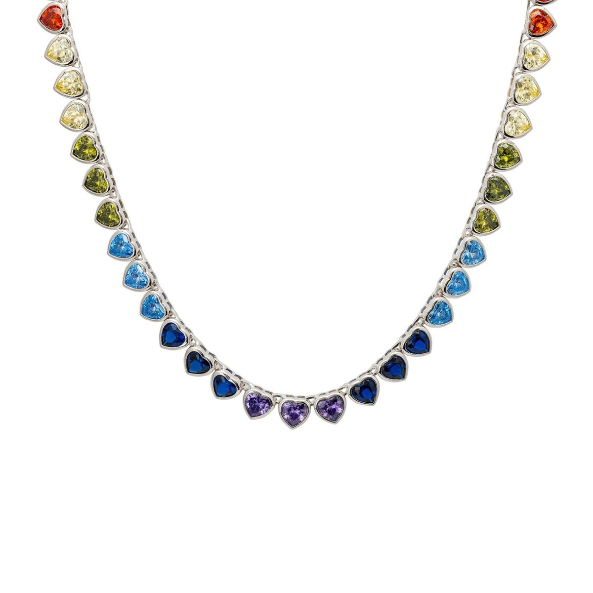 Necklace With Colored Boreal Heart Gems. the Magnetic Jewel Turns
