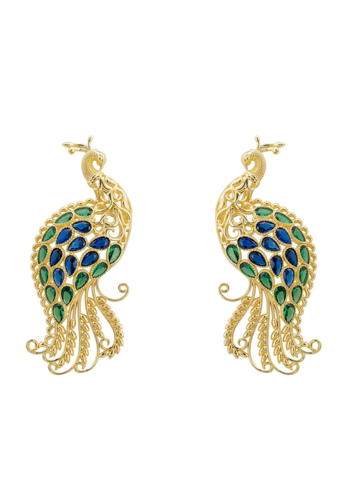 Peacock stud earrings on sale gold