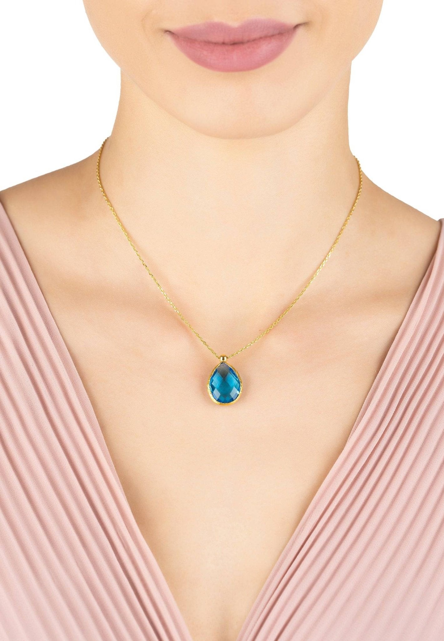 Petite Drop outlet Necklace Gold Turquoise