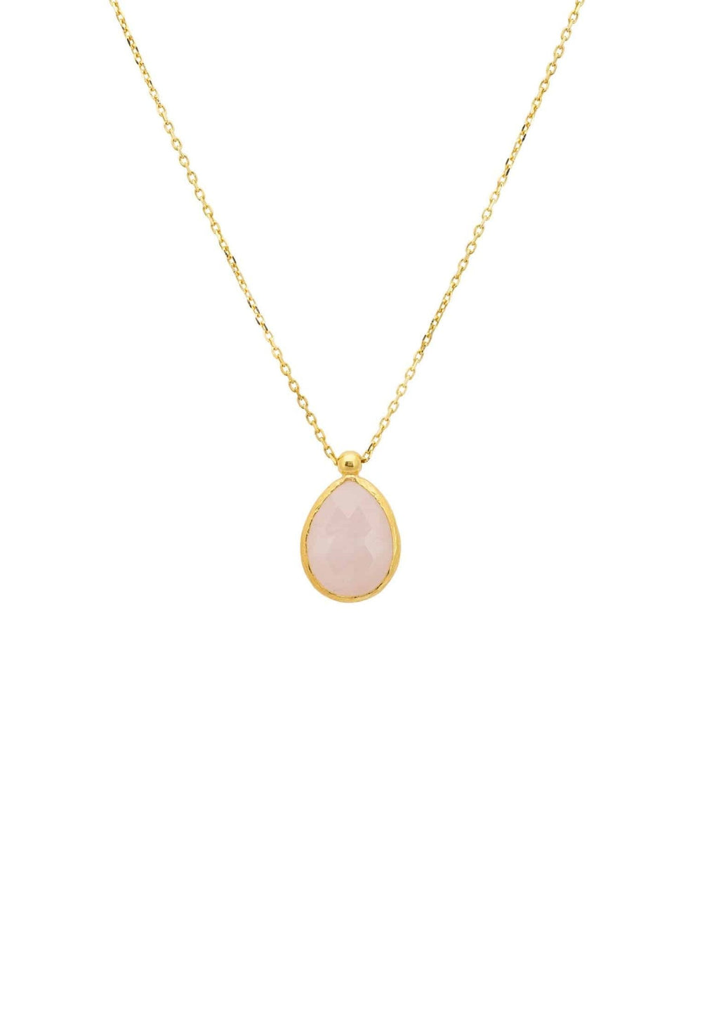 Petite Drop Necklace Gold Rose Quartz