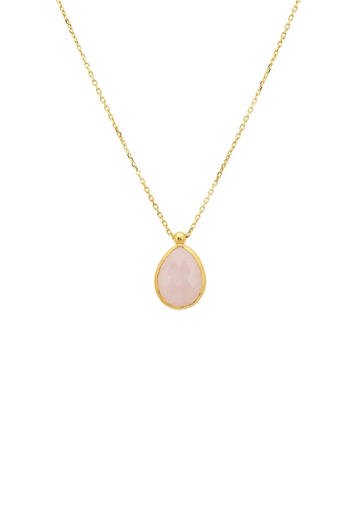 Petite Drop Necklace Gold Rose Quartz