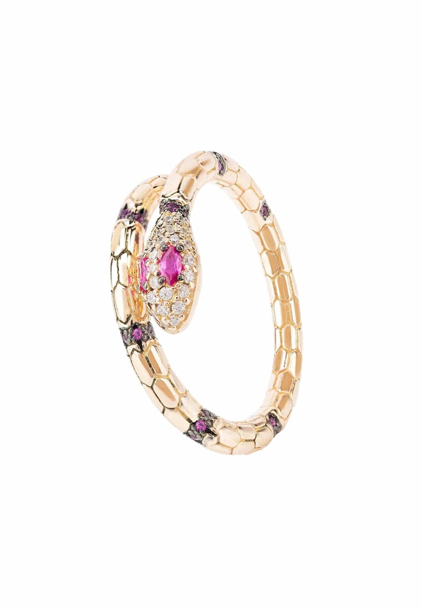 Salazar Snake Ring Ruby Pink Gold