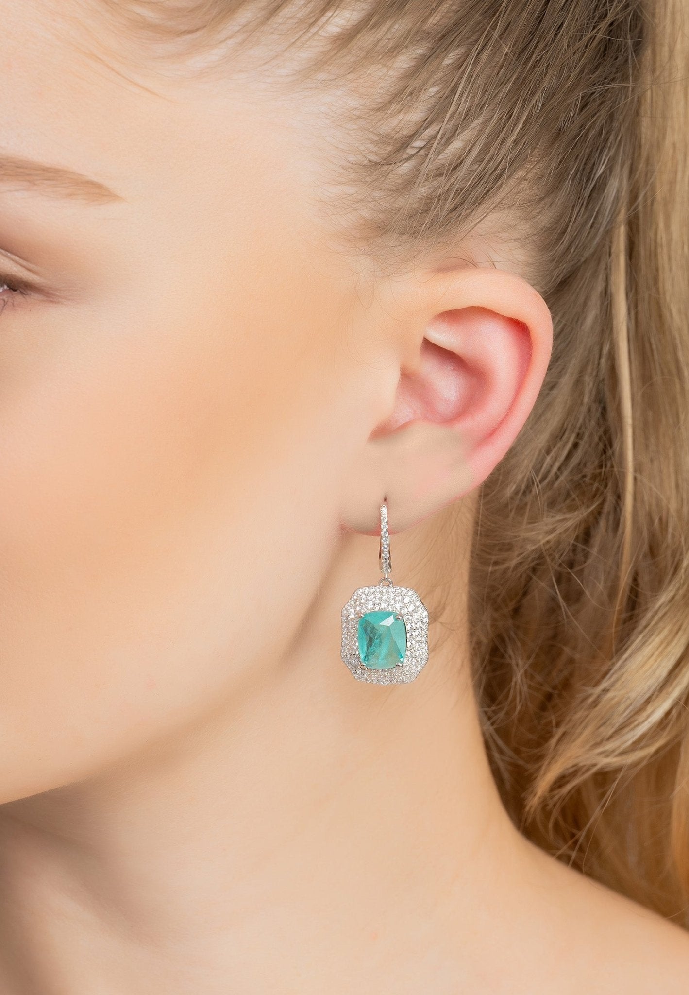 Seraphina Drop Earrings Silver Paraiba Tourmaline - LATELITA Earrings