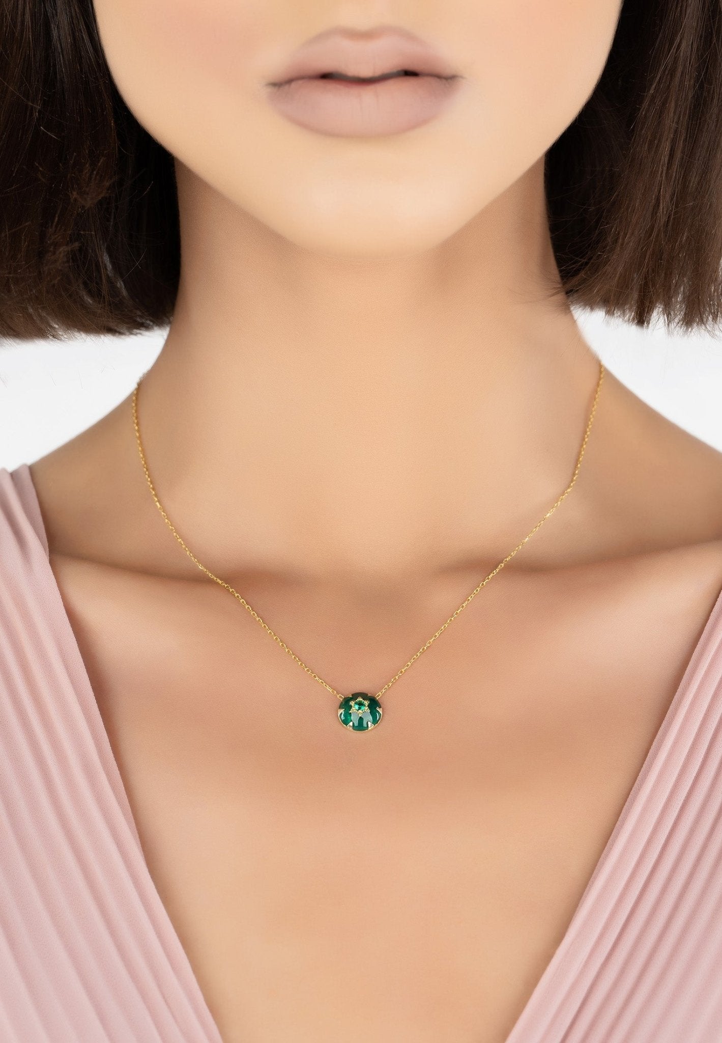 Green enamel deals necklace