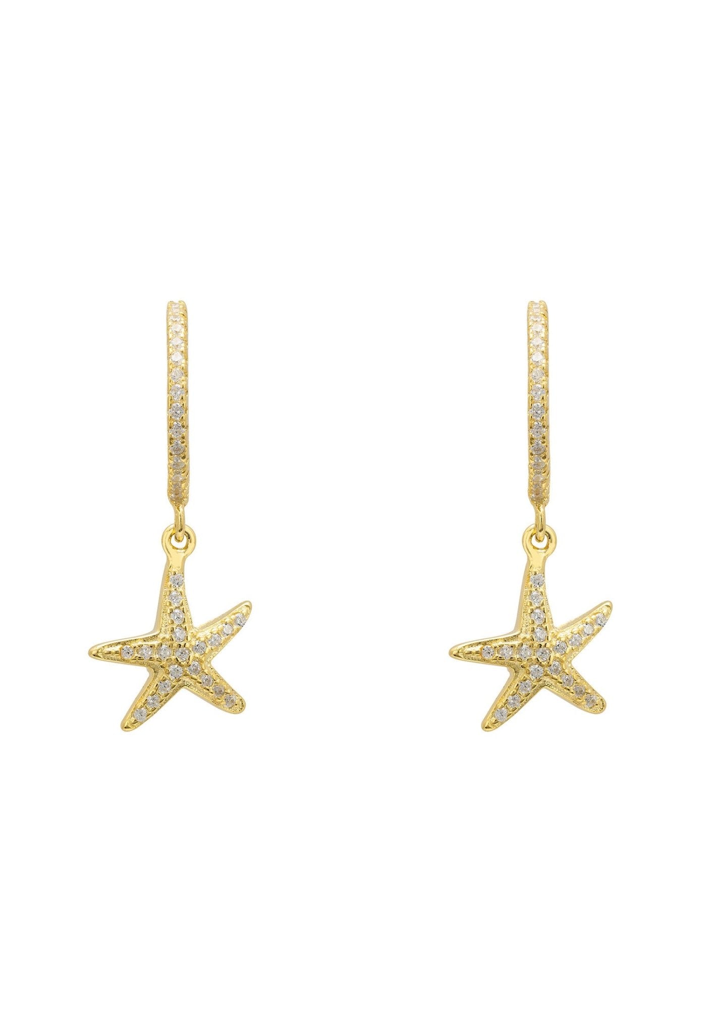 Starfish Sparkling Hoop Earrings Gold - LATELITA Earrings