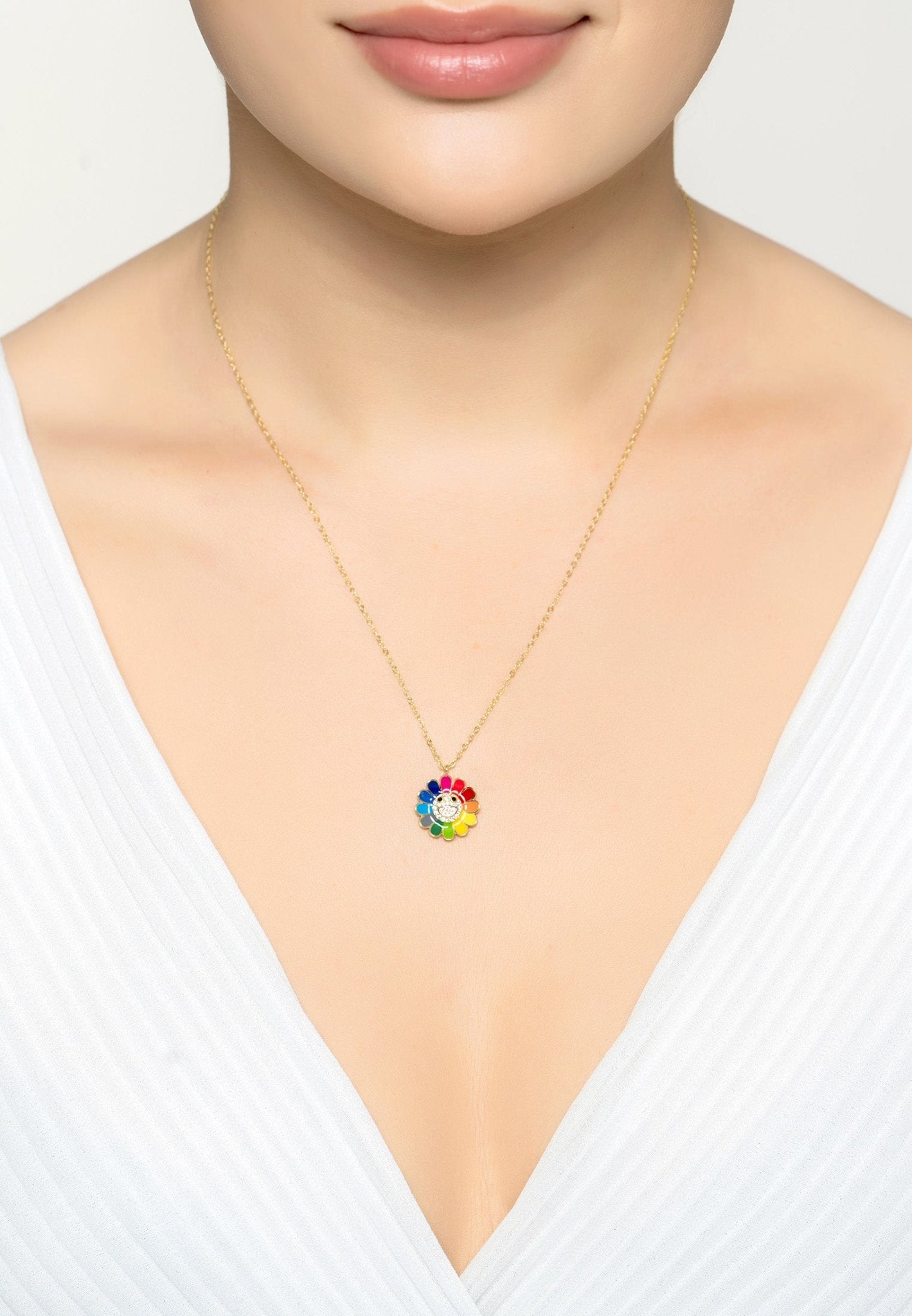 Rainbow deals sunflower necklace