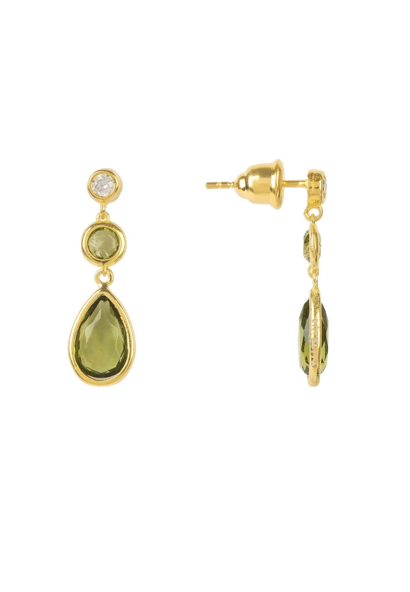 9ct Yellow Gold Peridot & Diamond Pear Shape Drop Earrings | Buy Online |  Free Insured UK Delivery