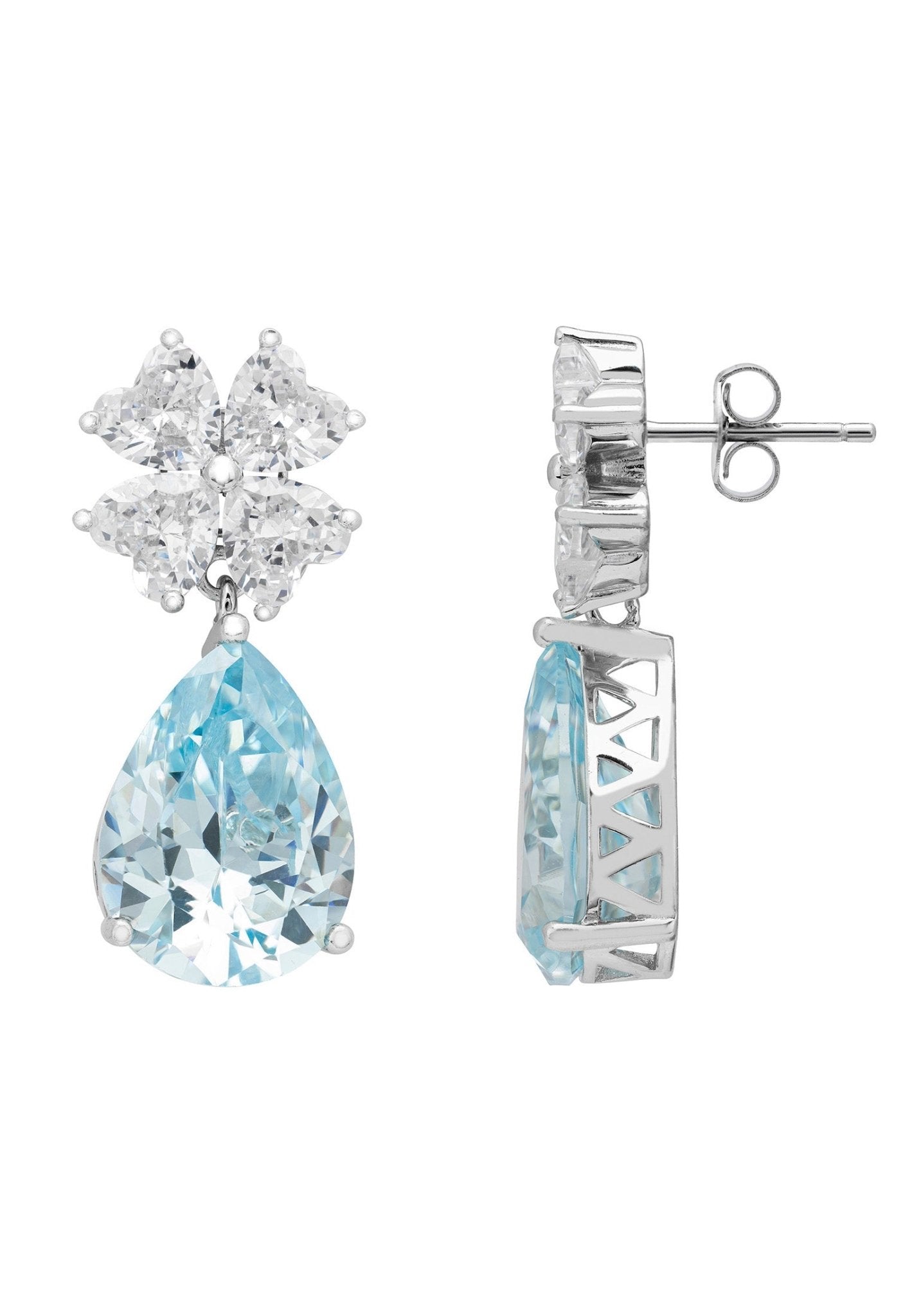 Victoria Teardrop Earrings Silver Blue Topaz - LATELITA Earrings