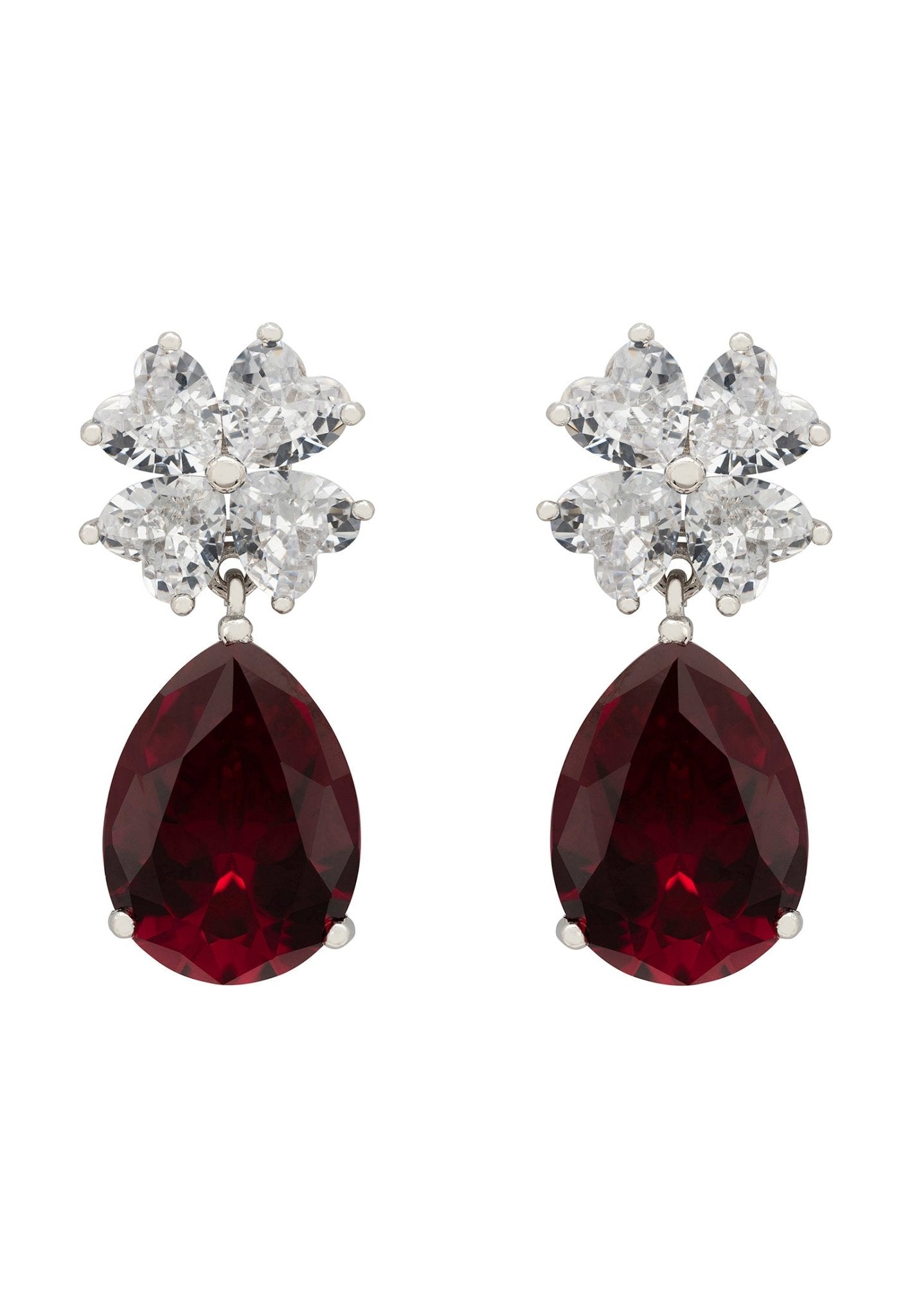 Victoria Teardrop Earrings Silver Ruby - LATELITA Earrings