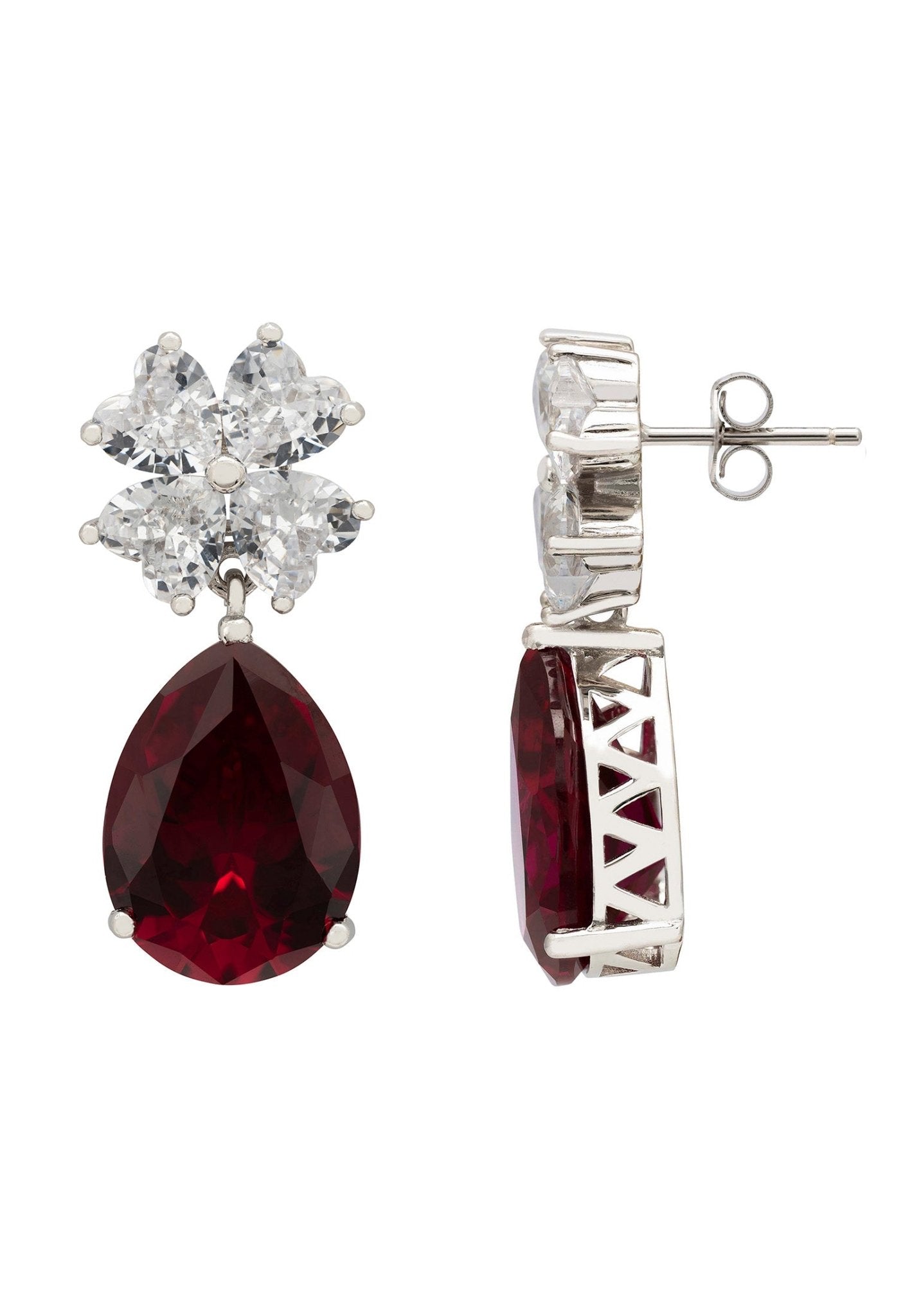 Victoria Teardrop Earrings Silver Ruby - LATELITA Earrings