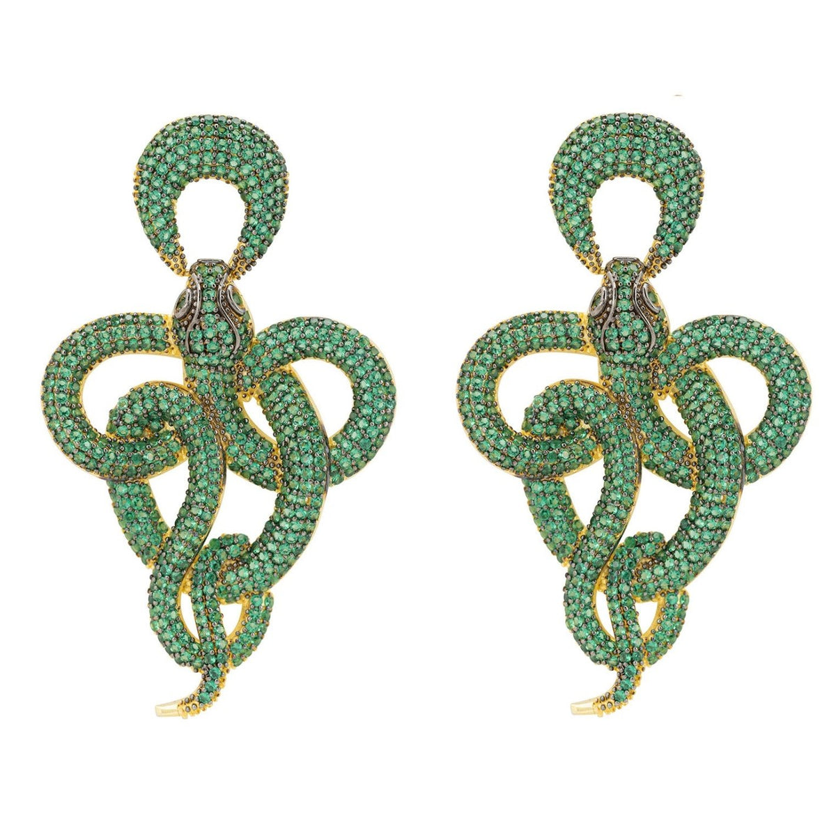 Emerald Green and Gold Marble Snake Earrings Snake Dangles -  Portugal